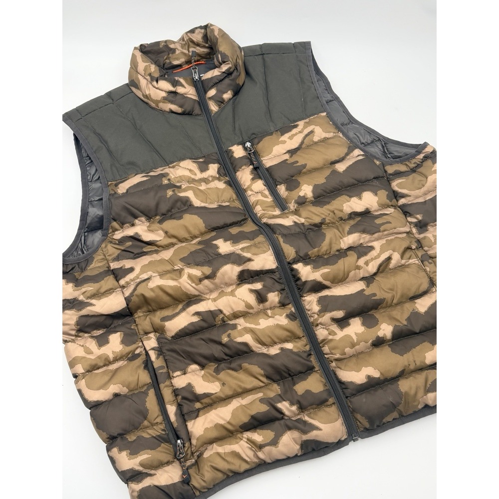 Hawke & Co Sport Mens XL Puffer Vest Camo Brown Green Full Zip Lightweight